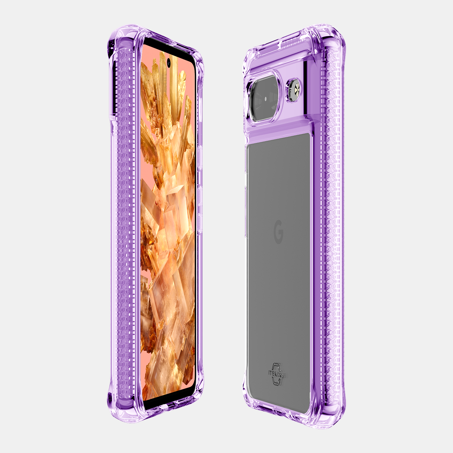 ITSKINS Google Pixel 8 HYBRID R - CLEAR Case - Purple and Transparent